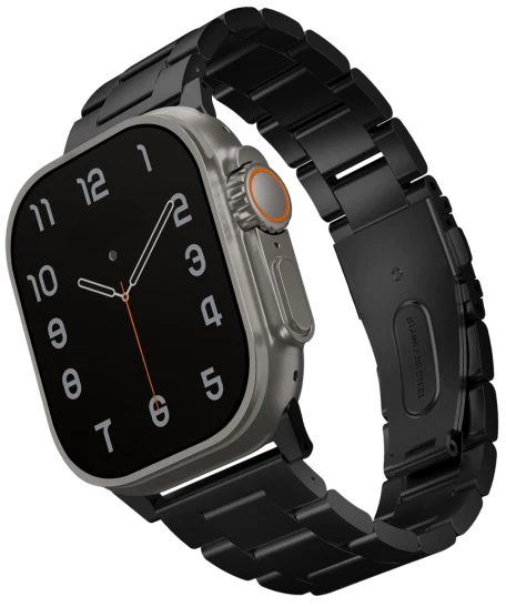 UNIQ OSTA ADJUSTABLE STAINLESS STEEL BAND WITH FOLDING CLASP FOR APPLE WATCH 49|45|44|42MM | BLACK